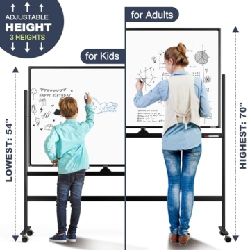 TANKEE 48" x 32" Rolling Whiteboard for Home and Office