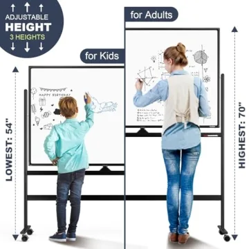 TANKEE 48" x 32" Rolling Whiteboard for Home and Office