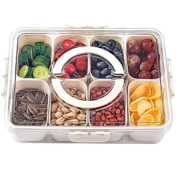 shopwithgreen Divided Serving Tray with Lid and Handle, Portable Snackle Box Charcuterie Container f...