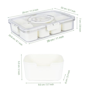 shopwithgreen Divided Serving Tray with Lid and Handle, Portable Snackle Box Charcuterie Container for Party, Veggies, Snack, Fruit, Nuts, Candy, Christmas Tray Snack Box for Entertaining, Picnic