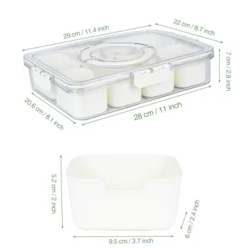 shopwithgreen Divided Serving Tray with Lid and Handle, Portable Snackle Box Charcuterie Container for Party, Veggies, Snack, Fruit, Nuts, Candy, Christmas Tray Snack Box for Entertaining, Picnic