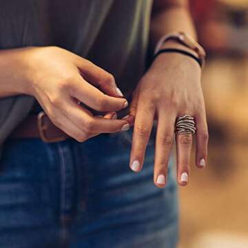 Mytys Gold and Silver Statement Rings for Women Wire Intertwined Design 14K Gold Plated Silver Band ...