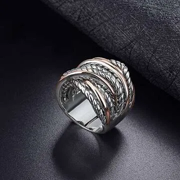 Elegant Mytys Gold and Silver Statement Ring for Women