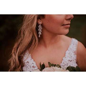 SWEETV Bridal Chandelier Earrings - Crystal Drop Dangle Style