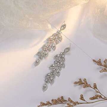 SWEETV Bridal Chandelier Earrings - Crystal Drop Dangle Style