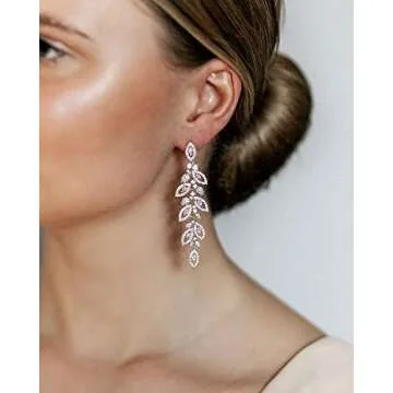 SWEETV Bridal Chandelier Earrings - Crystal Drop Dangle Style