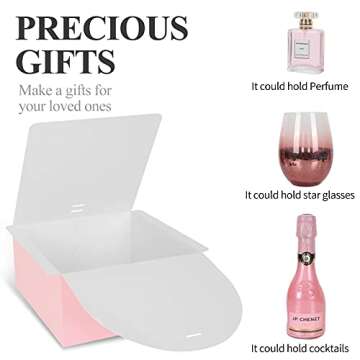 COTOPHER 12 Pack Gift Box 8x8x4 inches, Pink Gift Boxes with Lids,Bridesmaid Proposal Gift Boxes for Presents, Birthday, Christmas, Bridal, Wedding, Party Favor, Graduations, Engagements