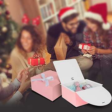 COTOPHER 12 Pack Gift Box 8x8x4 inches, Pink Gift Boxes with Lids,Bridesmaid Proposal Gift Boxes for Presents, Birthday, Christmas, Bridal, Wedding, Party Favor, Graduations, Engagements