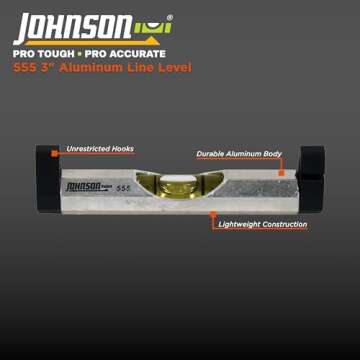 Johnson Level & Tool 555 Aluminum Line Level, 3", Silver, 1 Level