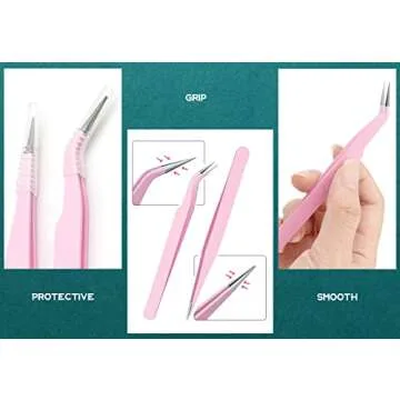 2 Pieces Sticker Tweezers, Cute Craft Tweezers for Stickers, Scrapbooking, Vinyl, Lashes, Electronics, Black