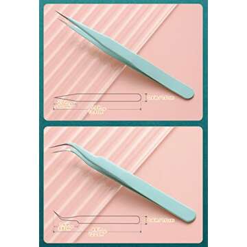2 Pieces Sticker Tweezers, Cute Craft Tweezers for Stickers, Scrapbooking, Vinyl, Lashes, Electronics, Black