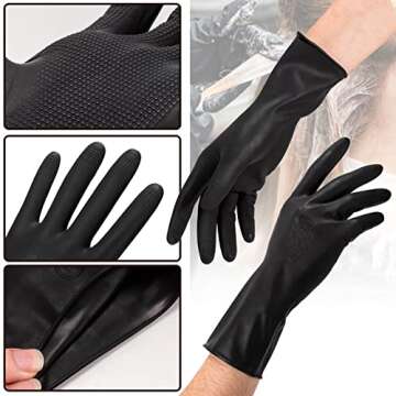 Noverlife 5 Pairs Hair Dye Gloves, Black Reusable Salon Hair Coloring Latex Gloves, Thick Rubber Glo...