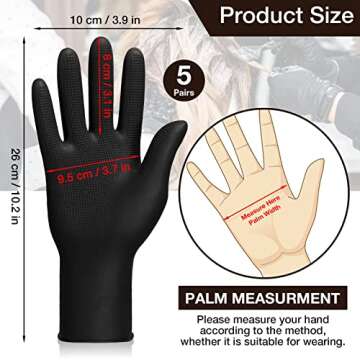 Noverlife 5 Pairs Hair Dye Gloves, Black Reusable Salon Hair Coloring Latex Gloves, Thick Rubber Gloves for Cleaning Cooking Dishwashing