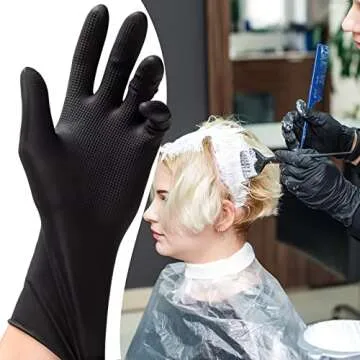 Noverlife 5 Pairs Hair Dye Gloves, Black Reusable Salon Hair Coloring Latex Gloves, Thick Rubber Gloves for Cleaning Cooking Dishwashing