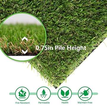 WarmShe 0.8inch Realistic Synthetic Artificial Grass Turf Thick Fake Faux Grass Rug Astroturf Carpet...