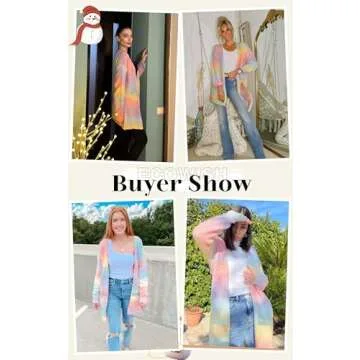 Trendy ECOWISH Colorblock Rainbow Cardigan for Women