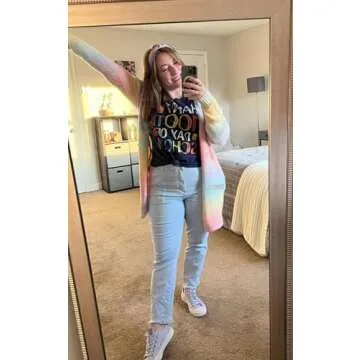 Trendy ECOWISH Colorblock Rainbow Cardigan for Women