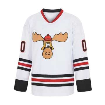 PERC30 Hockey Jerseys #00 Movie for Kids Christmas Stitched Letters and Numbers XS-XL (White, Medium...