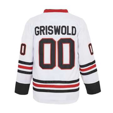 PERC30 Hockey Jerseys #00 Movie for Kids Christmas Stitched Letters and Numbers XS-XL (White, Medium)