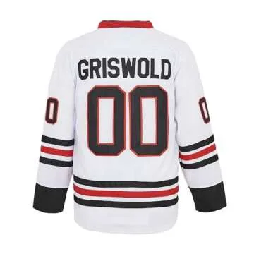 PERC30 Hockey Jerseys #00 Movie for Kids Christmas Stitched Letters and Numbers XS-XL (White, Medium)