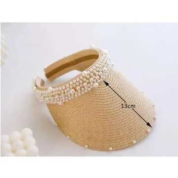 Stylish MapleLeaf Women's Beach Visor Hat with Pearl Detail