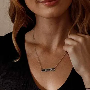 Petite Boutique Customizable Your Name Bar Necklace Personalized Gift Custom Jewelry 16K Plated Aniversary bridesmaid Gift for Women Gold Silver Rose Gold with Premium Gift case