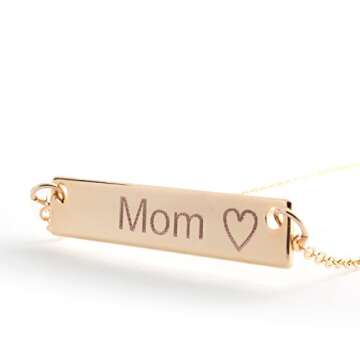 Petite Boutique Customizable Your Name Bar Necklace Personalized Gift Custom Jewelry 16K Plated Aniversary bridesmaid Gift for Women Gold Silver Rose Gold with Premium Gift case