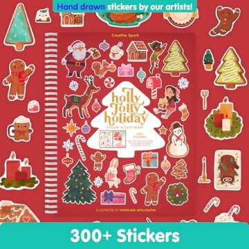 Holly Jolly Holiday Stickers for Kids by Cupkin, Toddler Sticker Book, Santa Christmas Activity Book, Toddler Travel Essentials, 300+ Christmas Stickers + 8 Sticker Scenes and Coloring Pages