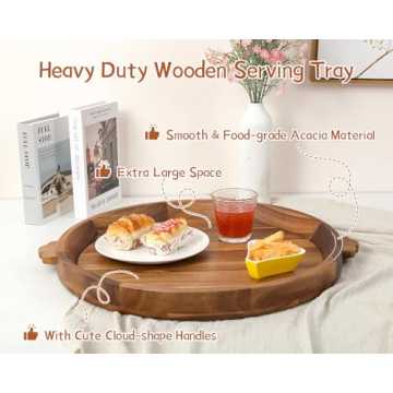 20" Wooden Serving Tray - Acacia Charcuterie & Breakfast Board