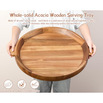 20" Wooden Serving Tray - Acacia Charcuterie & Breakfast Board