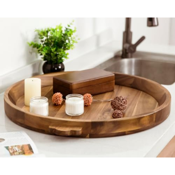 20" Wooden Serving Tray - Acacia Charcuterie & Breakfast Board