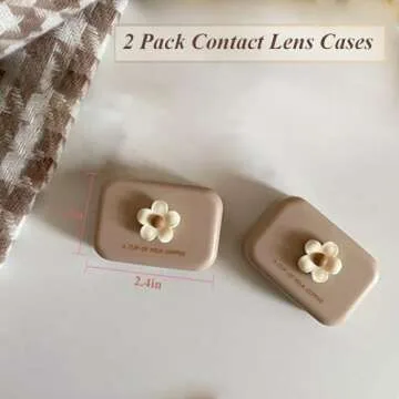 Tekalobr 2 Pack Mini Contact Lens Cases, Cute Flower Design, Eye Care Kit