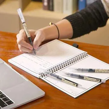 Frienda 12 Pieces Rolling Ball Pens 0.5 mm Japanese Quick Drying Fine Point Liquid Ink Pens Smooth Writing for Office Student Back to School Supplies(Black)