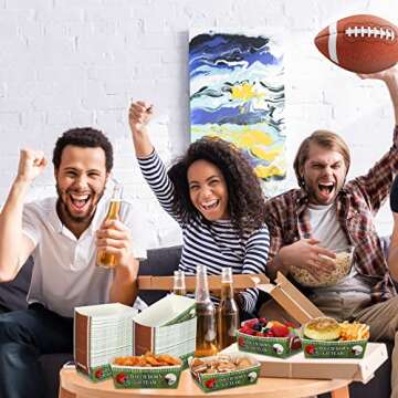Junkin 100 Pcs 2 lb Football Baseball Paper Bowl Football Food Trays Birthday Decor for Party Supplies(Football Style)