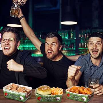 Junkin 100 Pcs 2 lb Football Baseball Paper Bowl Football Food Trays Birthday Decor for Party Supplies(Football Style)