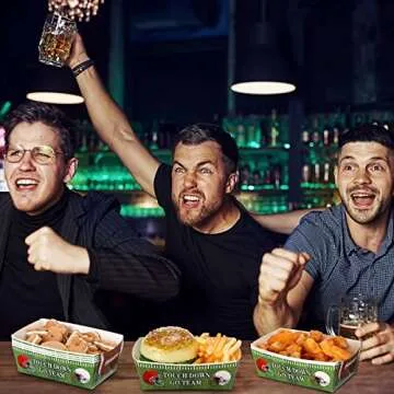 Junkin 100 Pcs 2 lb Football Baseball Paper Bowl Football Food Trays Birthday Decor for Party Supplies(Football Style)