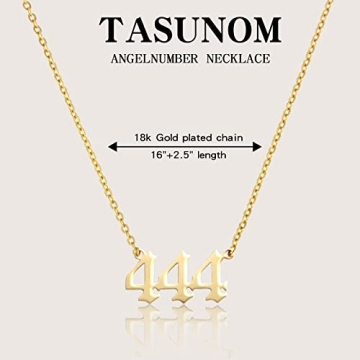 Angel Number 444 Choker Necklace for Women - Gold Tone
