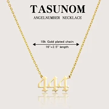 Angel Number 444 Choker Necklace for Women - Gold Tone