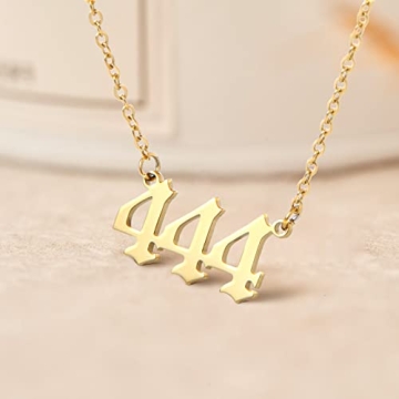 Angel Number 444 Choker Necklace for Women - Gold Tone