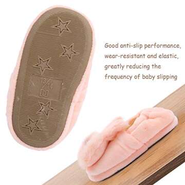 Effeltch Toddler Girls Fuzzy Slippers Unicorn Tie Dye Fluffy Sandals Cartoon Cute Warm Cozy Plush Slip on Kids House Slippers (Pink Rabbit, 5)