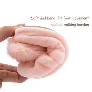 Effeltch Toddler Girls Fuzzy Slippers Unicorn Tie Dye Fluffy Sandals Cartoon Cute Warm Cozy Plush Slip on Kids House Slippers (Pink Rabbit, 5)