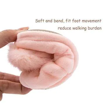 Effeltch Toddler Girls Fuzzy Slippers Unicorn Tie Dye Fluffy Sandals Cartoon Cute Warm Cozy Plush Slip on Kids House Slippers (Pink Rabbit, 5)