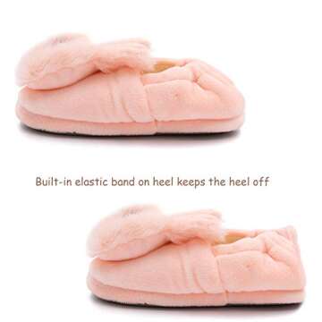 Effeltch Toddler Girls Fuzzy Slippers Unicorn Tie Dye Fluffy Sandals Cartoon Cute Warm Cozy Plush Slip on Kids House Slippers (Pink Rabbit, 5)