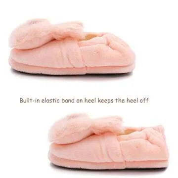 Effeltch Toddler Girls Fuzzy Slippers Unicorn Tie Dye Fluffy Sandals Cartoon Cute Warm Cozy Plush Slip on Kids House Slippers (Pink Rabbit, 5)