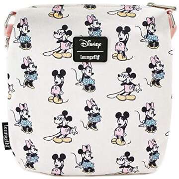 Loungefly Disney Passport Crossbody Bag Mickey Minnie Mouse Pink Pastel Print