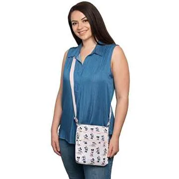 Loungefly Disney Passport Crossbody Bag Mickey Minnie Mouse Pink Pastel Print