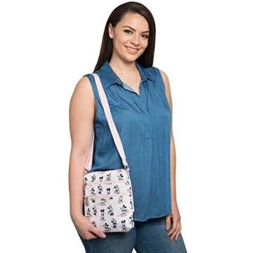 Loungefly Disney Passport Crossbody Bag Mickey Minnie Mouse Pink Pastel Print