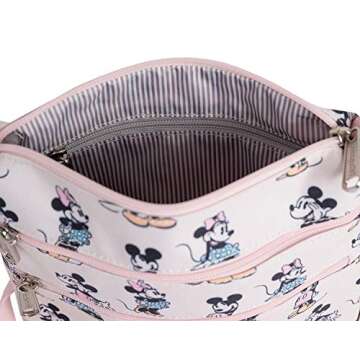 Loungefly Disney Passport Crossbody Bag Mickey Minnie Mouse Pink Pastel Print
