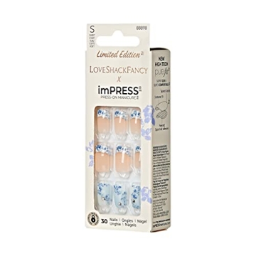 Elegant KISS LoveShackFancy Press-On Nails in Hydrangea Blue