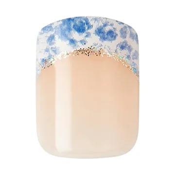 Elegant KISS LoveShackFancy Press-On Nails in Hydrangea Blue